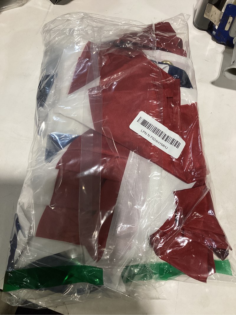 Condition photo showing Good Condition for 4 pack 1.5x3 ft american bunting flag 4th of july decorations, usa pleated fan flag for outside, patriotic red white and blue half fan banner fourth of july independence day memorial day outdoor decor 1.5x3 feet 4 pack