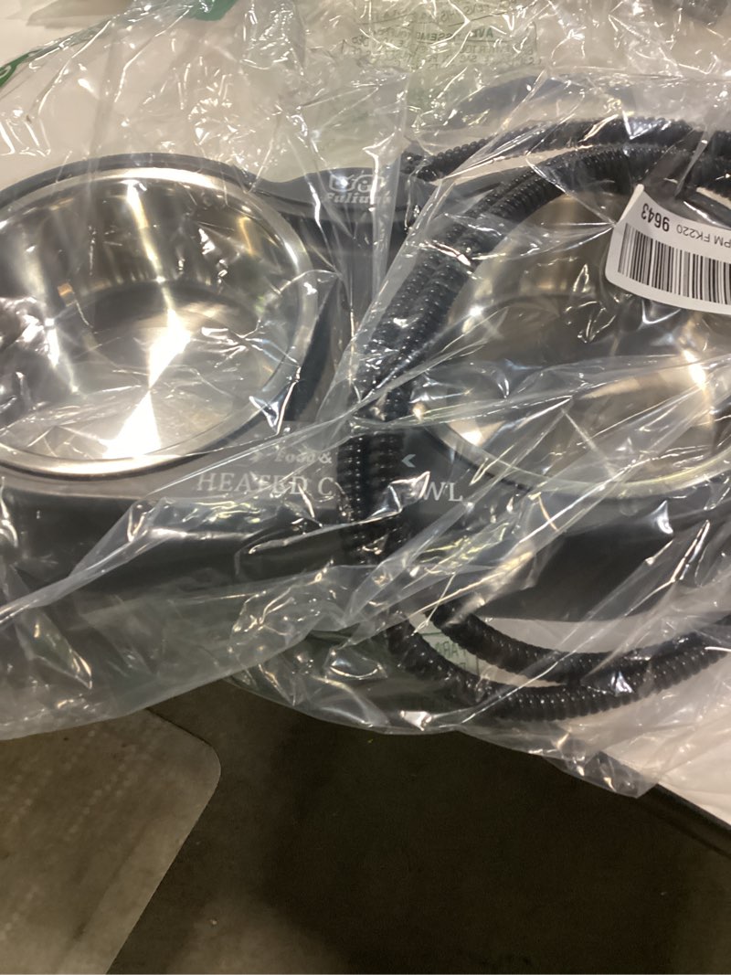 Condition photo showing Good Condition for Heated Cat Bowl in Winter, Outdoor Heated Pet Bowl with Double Stainless Steel Bowl 23 OZ, Heated Water Food Bowl for Cat Pet, Thermal Pet Bowl Provide Drinkable Water and Hot Food.