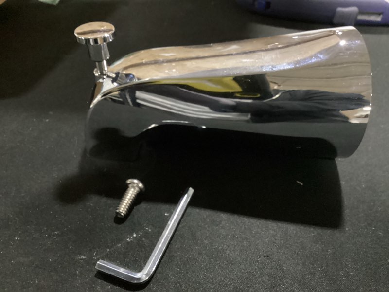 Condition photo showing Good Condition for enhon slip on tub spout with diverter, compatible with american standard 8888026.002 tub spout, bathroom bathtub faucet, fits 1/2 copper water tube(5/8 dia), 5/32 hex wrench(chrome,1) 1 chrome