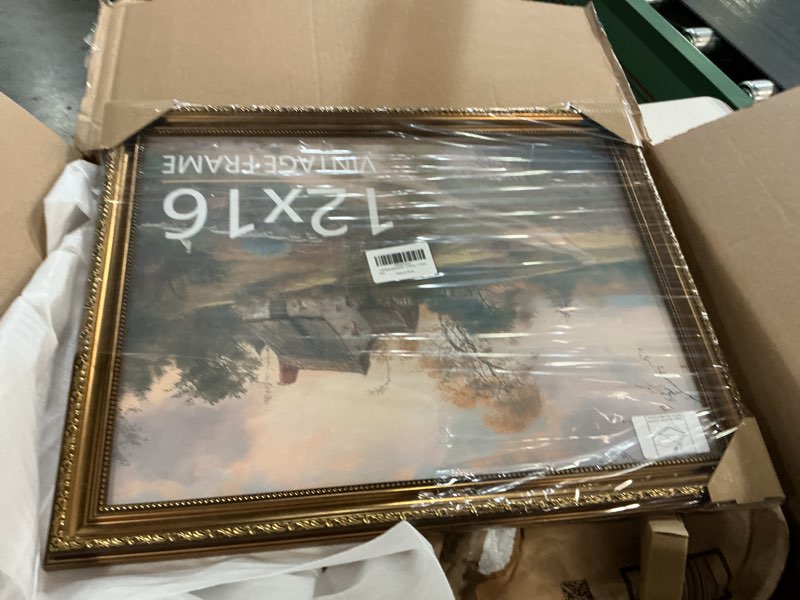 Condition photo showing Good Condition for 12x16 vintage picture frame, 12 by 16 gold frame for tabletop & wall decor, antique photo frame for home, office, gallery wall decor - 1 pack 12x16 - 1 pack bronze gold