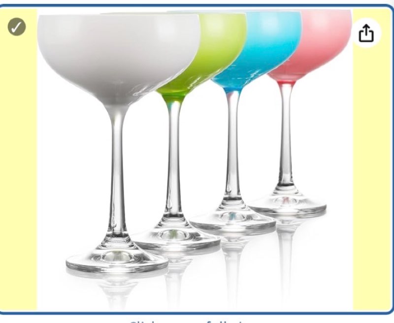 Table 12 5.8-Ounce Mini Coupe Cocktail Glasses, Glass Cups Set of 4, Champagne Glasses in Assorted Colors, Lead-Free European Crystal, Break Resistant Coupe Glass