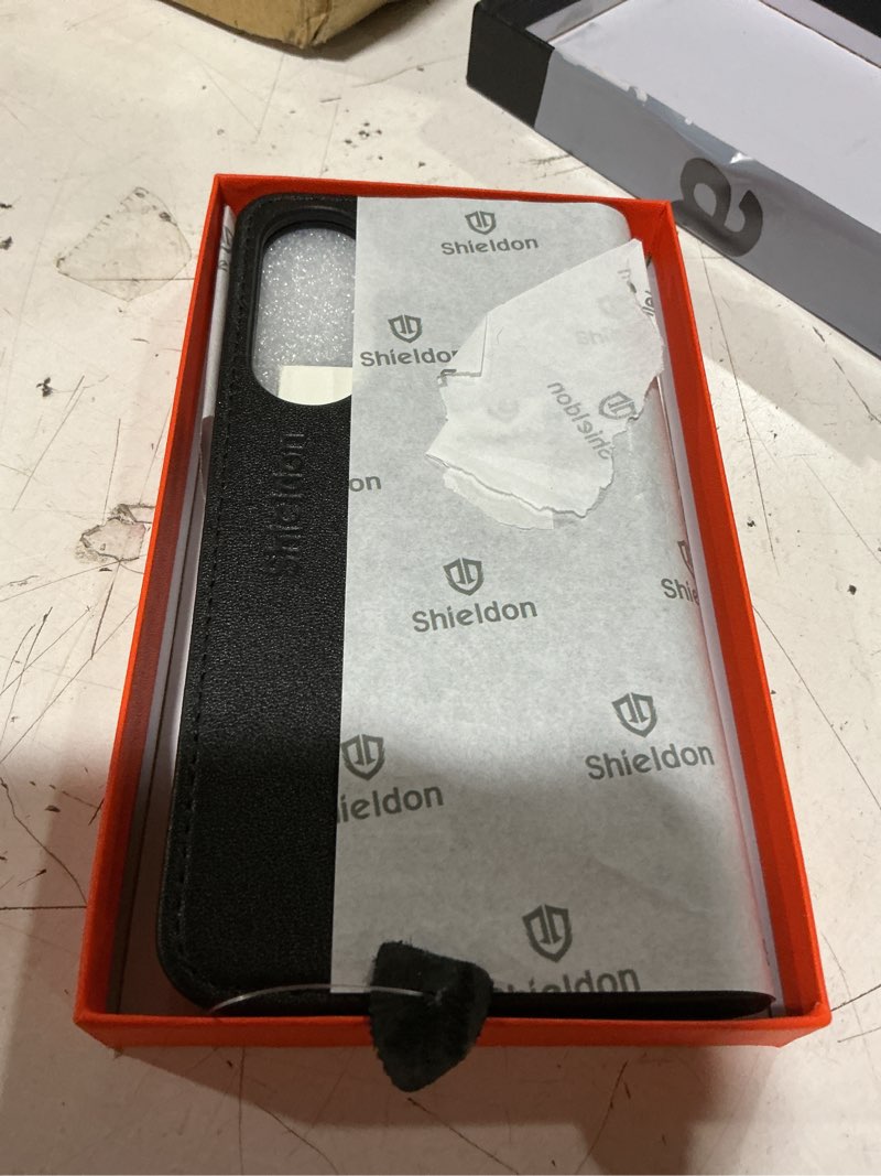 Condition photo showing New/Like New for shieldon wallet case for galaxy s26+ plus 6.7", genuine leather folio magnetic closure, kickstand, rfid blocking card holder, full protective phone cover compatible with galaxy s26+ 2026 - black for galaxy s26+ plus black