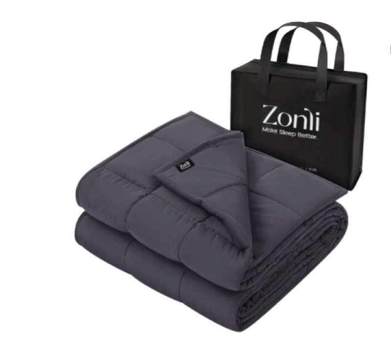 ZonLi Weighted Blanket for Adults (60"x80", 22lbs, Dark Grey) Queen Size High Breathability Cooling 