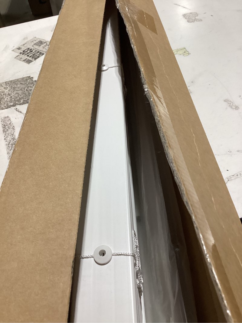 Condition photo showing Good Condition for lazblinds 2-inch cordless faux wood blinds with royal valance, room darkening horizontal window blinds, inside mount blinds for windows - fit for window 34.625" w x 36" h - white white 34 5/8"w x 36"h
