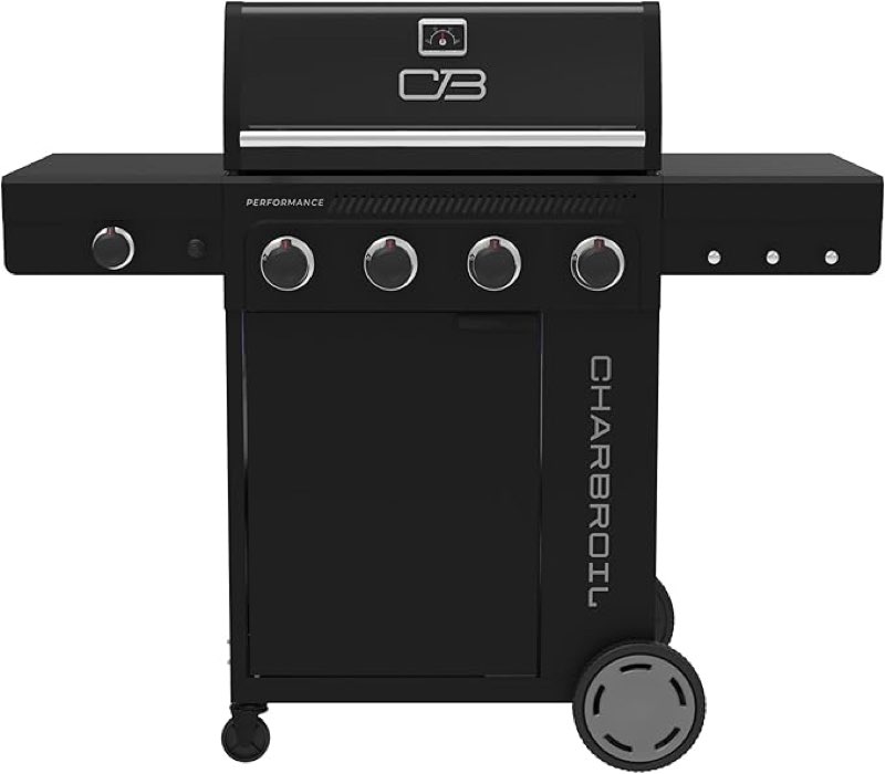 charbroil performance series 463253925 - 4 burner gas grill cabinet with side burner, black
