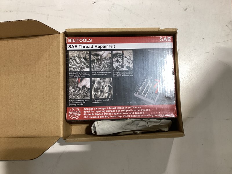 Condition photo showing Good Condition for bilitools 7/16-14 inch thread repair kit, hss drill helicoil repair kit sae sae 7/16-14 inch