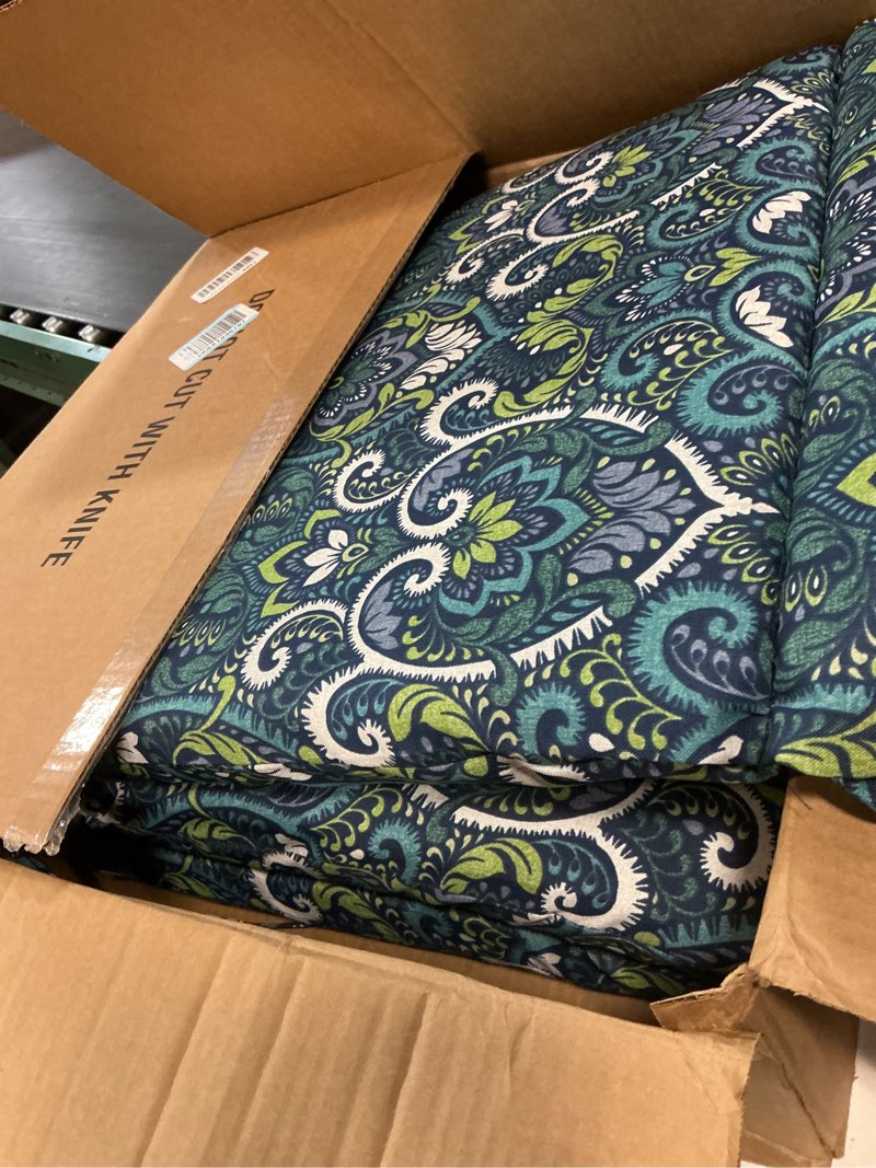 Condition photo showing Good Condition for arden selections outdoor chaise lounge cushion 72 x 21, sapphire aurora blue damask