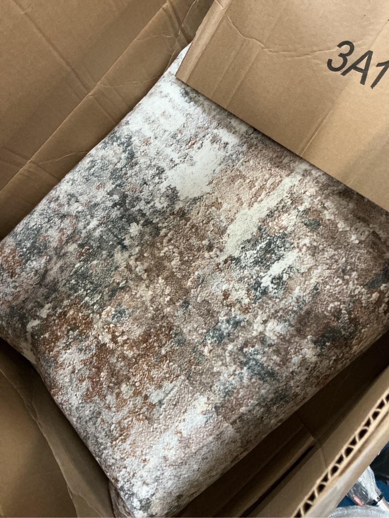 Condition photo showing As Is for 10x13 Area Rug Living Room: Washable Large Abstract Modern Soft Rugs Stain Resistant Indoor Floor Non Slip Accent Carpet for Bedroom Nursery Playroom Office Dining Room Dorm Home Decor- Brown Abstract Grey Brown 10' x 13' (Rectangular)