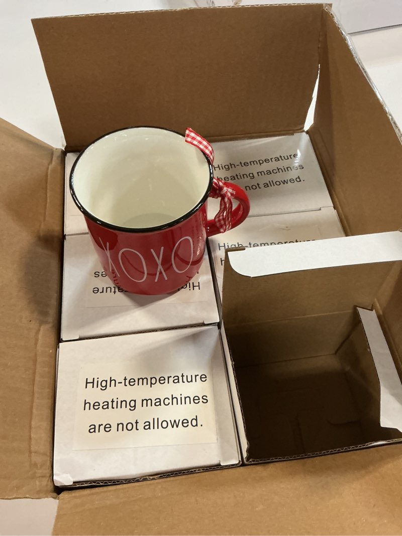 Condition photo showing New/Like New for whaline 6pcs valentine's day mini coffee mug with ribbon red pink love words mini mug sweet valentine's tiered tray decor for valentine's day anniversary wedding table centerpieces decoration
