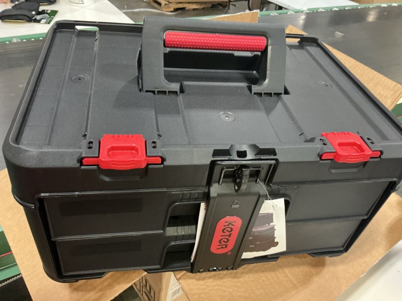 Condition photo showing New/Like New for keter stack-n-roll two drawer tool box for small parts and power tool accessories, fits keter modular tool storage system 2 drawer
