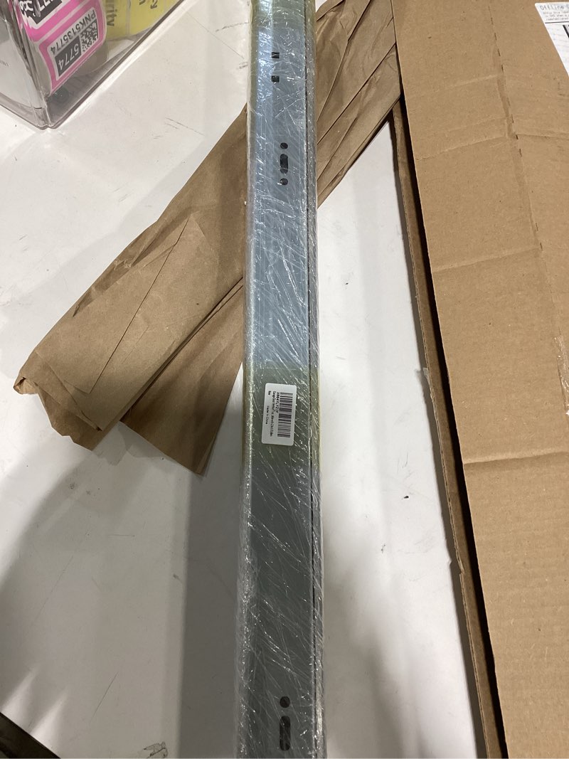 Condition photo showing As Is for garage door vertical track replacement – set of left and right for 7 foot tall - galvanized steel hardware door rails for residential/light commercial side tracks for 2-inch rollers pair of tracks