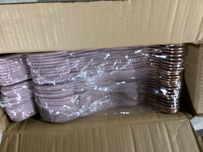 Condition photo showing New/Like New for HOUSE DAY Lt-Purple Velvet Hangers 60 Pack, Non Slip Clothes Felt Hanger Heavy Duty for Coat, Premium Slim Space Saving Suit Hangers for Closet Organizer, 360° Rotating Silver Hook Purple Orchid 60 Pack