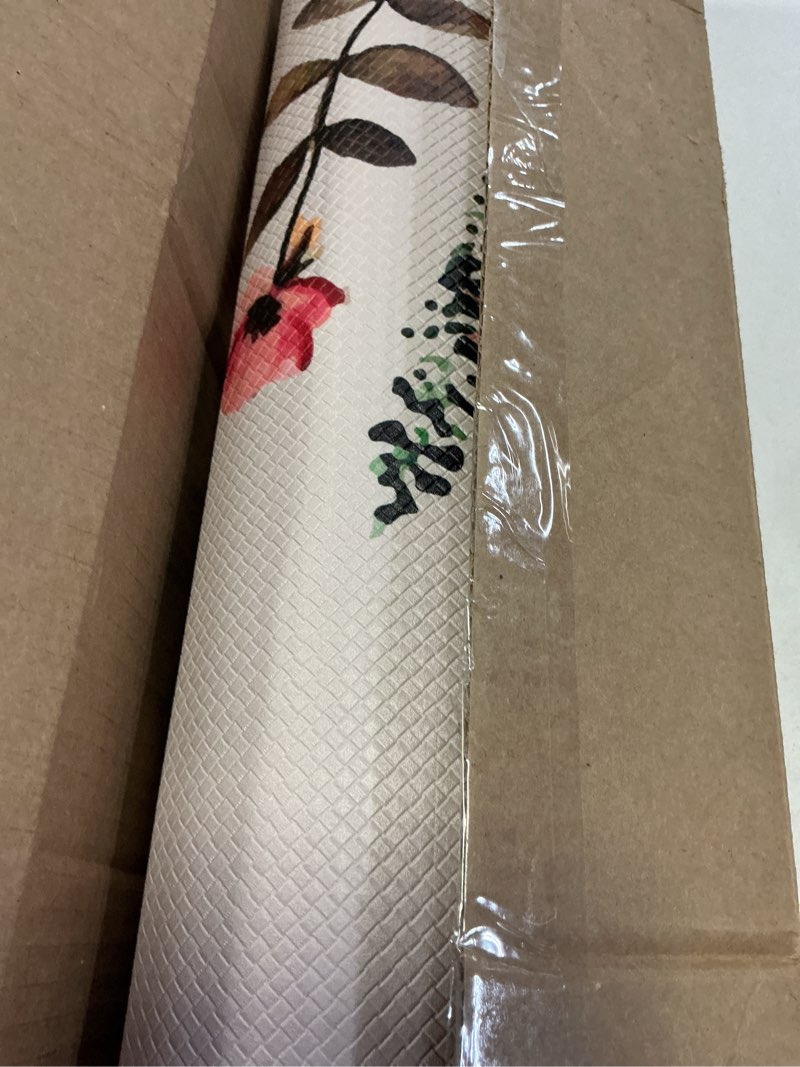 Condition photo showing Good Condition for Kitchen Mats for Floor 2 Piece White, Colorful Flower Fern Kitchen Floor Mats for in Front of Sink, Floral Kitchen Rugs Non Slip Washable White 17"x47"+17"x29"