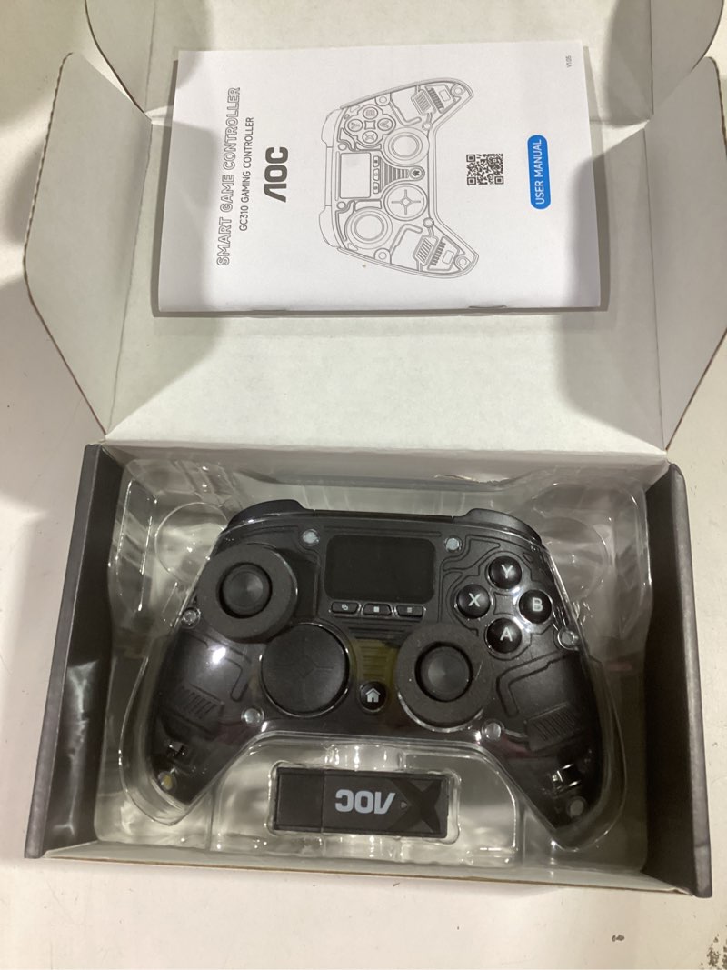 Condition photo showing Good Condition for AOC PC Controller — Interactive Screen Wireless Controller Compatible with PC/Switch/Switch 2/iOS/Android, Hall Effect Joystick & Triggers, RGB Lighting, Adjustable Vibration/Turbo, 1000mAh Battery(Black)