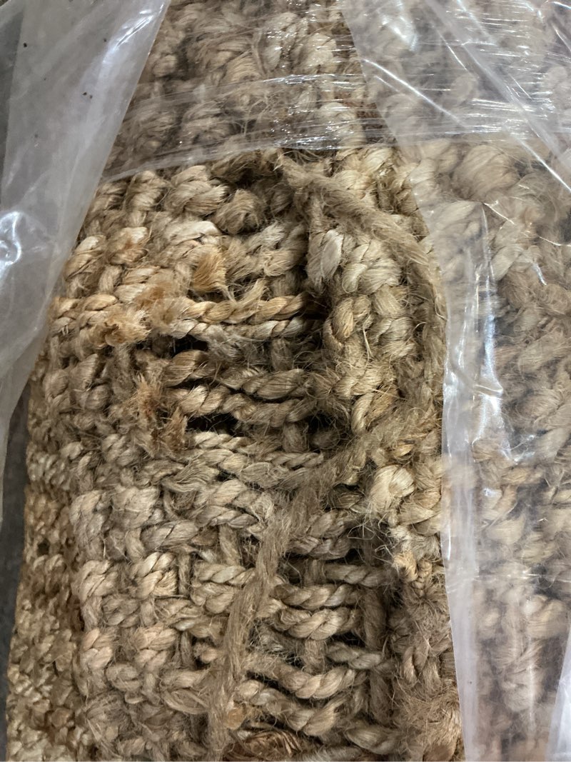 Condition photo showing As Is for jonathan y pata hand woven chunky jute natural indoor area rug, 8x10, bohemian, rustic, cottage, easy-cleaning for living room, bedroom, kitchen, non-shedding (nrf102a-8) natural 7'10" x 10' (rectangular)