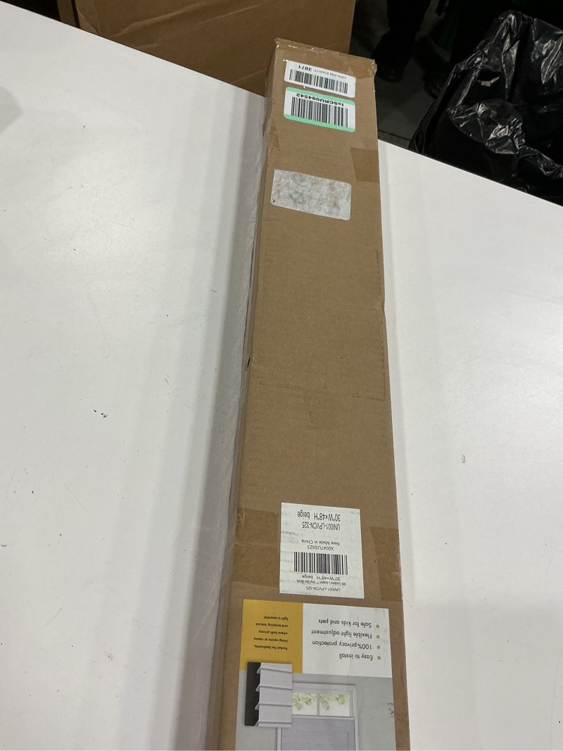Condition photo showing New/Like New for No Drill Blinds for Windows 1" Vinyl L-Shaped Slats Cordless Mini Blinds for Home, 21" W × 36" H White White 21" W × 36" H