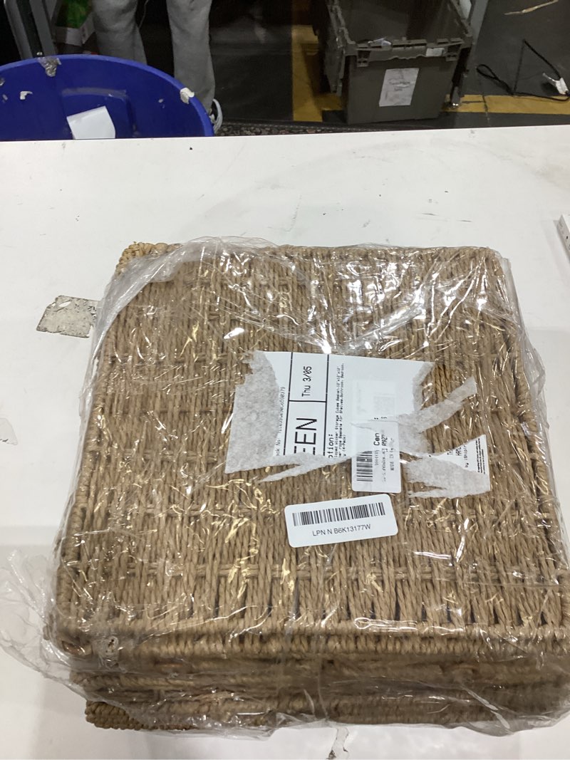 Condition photo showing Good Condition for Set of 4 Scalloped Wicker Storage Cubes Basket,12"x12"x12" Heavy Duty Paper rope Baskets for Shelves