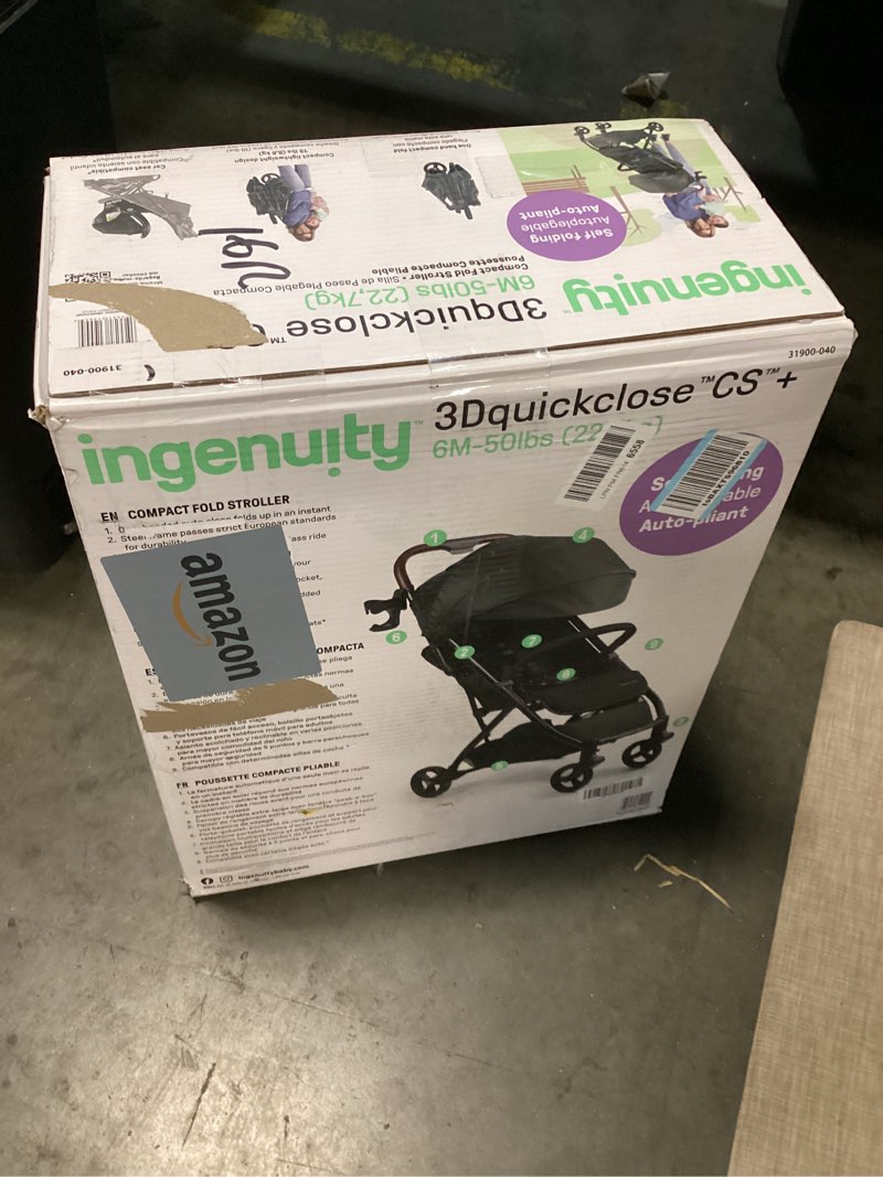 Condition photo showing New/Like New for Ingenuity Ingenuity 3Dquickclose CS+ Compact Fold Stroller – Lightweight Stroller with Oversized Canopy, Extra-Large Storage and Compact Fold, Forest
