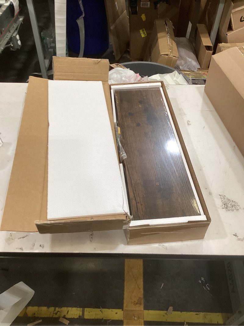 Condition photo showing New/Like New for bayka floating shelves, 22.5 inches rustic wood wall shelves for bathroom?bedroom, living room, kitchen & book, hanging display decor organization shelf with 22 lbs capacity (rustic brown) b. rustic brown - americana farmhouse style 22.5inches