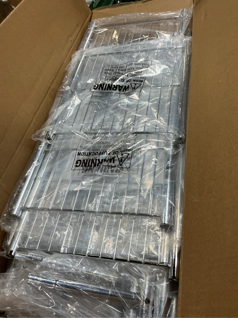 Condition photo showing Good Condition for heavy duty clothes rack with 5 tiers shelves, max load 670lbs, portable freestanding multi-functional metal clothing rack with hanging rods organizer system for bedroom closet wardrobe, chrome chrome large