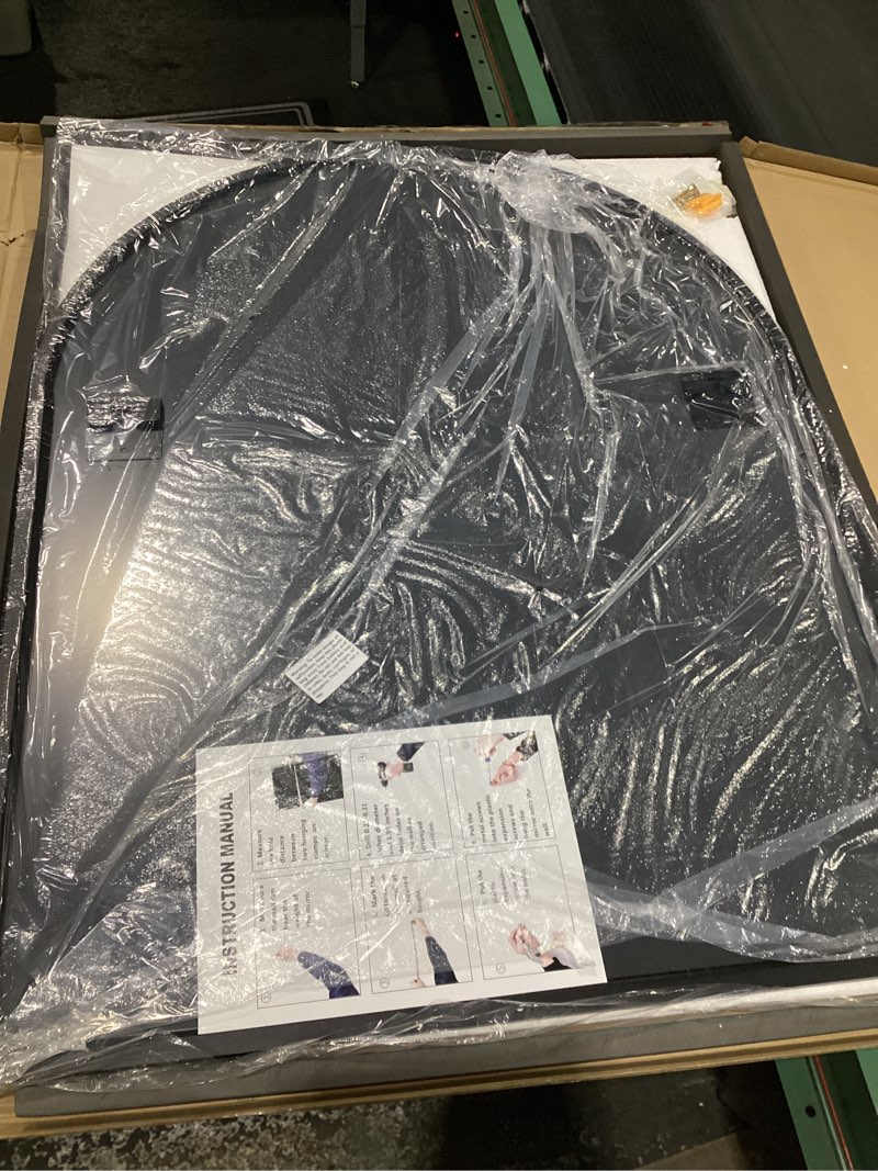 Condition photo showing Good Condition for VooBang Arched Wall Mirror, 30 x 38 inch Arch Bathroom Mirror, Wall Mounted Vanity Mirror with Arch Metal Frame, Modern Bathroom Vanity Mirror for Bedroom, Living Room, Hanging or Leaning, Black Black 38"L x 30"W