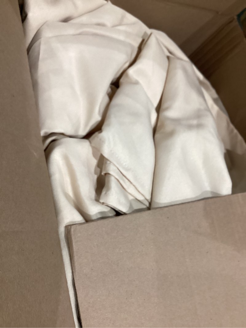 Condition photo showing As Is for BRILLMAX 6 Pack Beige Round Tablecloths 120 Inch for 60” Tables - 150 GSM Polyester Fabric, Floor Length Drop, Water, Stain & Wrinkle Resistant Cloth Cover for Wedding Reception Banquet Dining Beige 120 In, 6 Pack