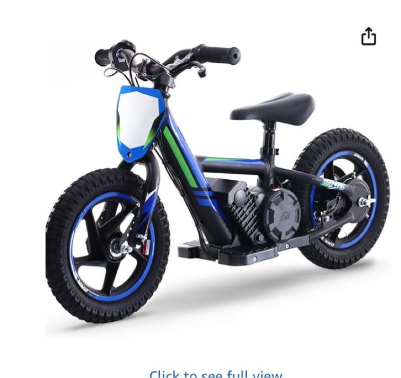 evercross electric balance bike for kids, 100w lightweight toddler bike with 12" inflat tires?24v 4ah electric motorcycle for kids, gift bike for 3+ boys girls
