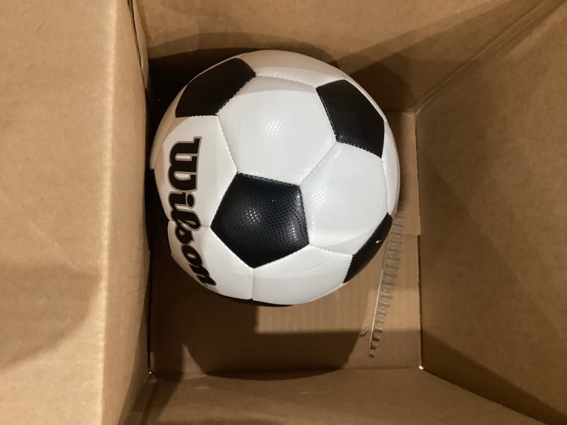 Condition photo showing As Is for only one ball incomplete       wilson traditional soccer balls black/white 3