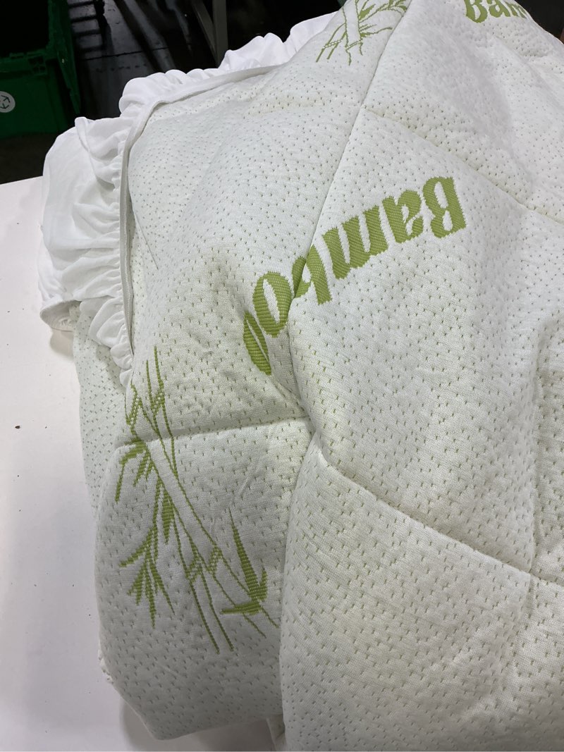 Condition photo showing Good Condition for ultra soft queen size mattress topper - viscose made from bamboo pillow top mattress pad for back pain relief - naturally cooling for hot sleepers, green green queen
