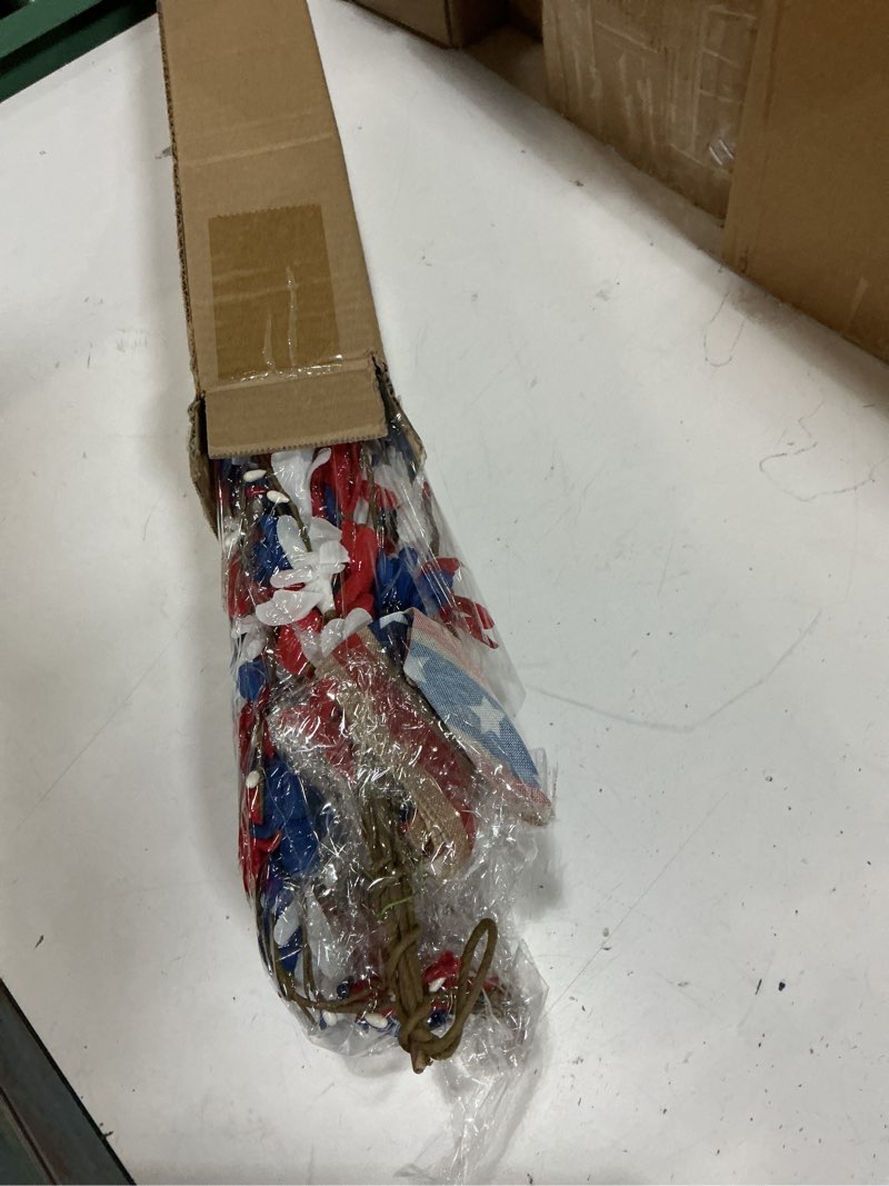 Condition photo showing New/Like New for 2 pcs 24'' patriotic american swag for front door 4th of july teardrop swags independence day swags 