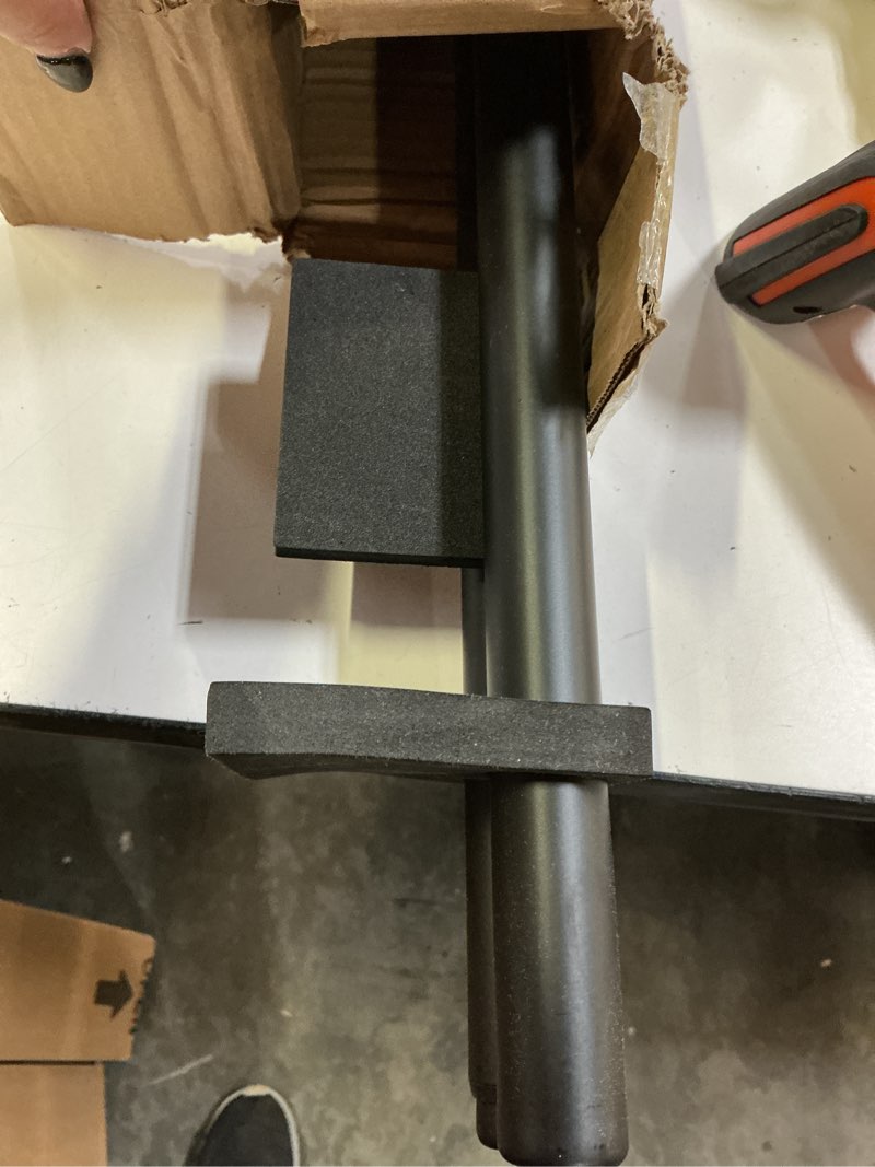 Condition photo showing Good Condition for matte black double curtain rods for window 36-72 inch(3-6ft), heavy duty 1 inch front and 1 inch back diameter telescoping drapery rod with resin marbled finials and aluminum alloy brackets