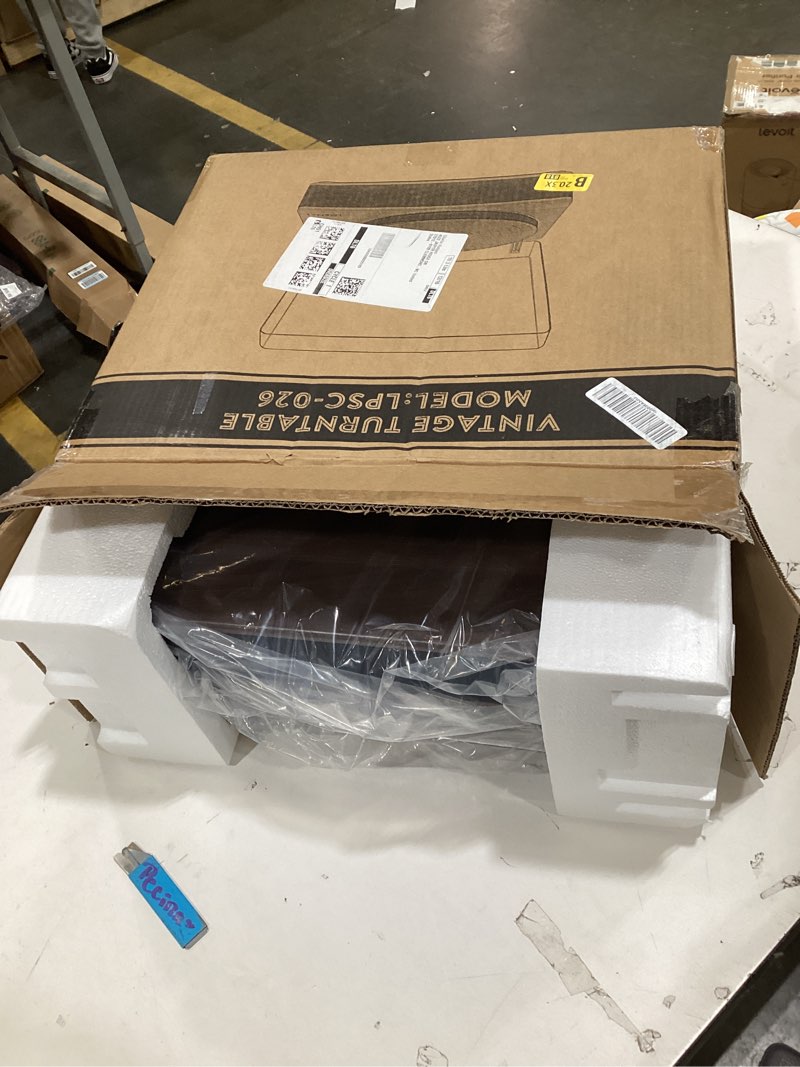 Condition photo showing New/Like New for LP&No.1 Record Player with Stereo Speakers, 3-Speed Belt-Drive Turntable for Vinyl Records with Wireless Playback and Auto-Stop,Walnut Wood