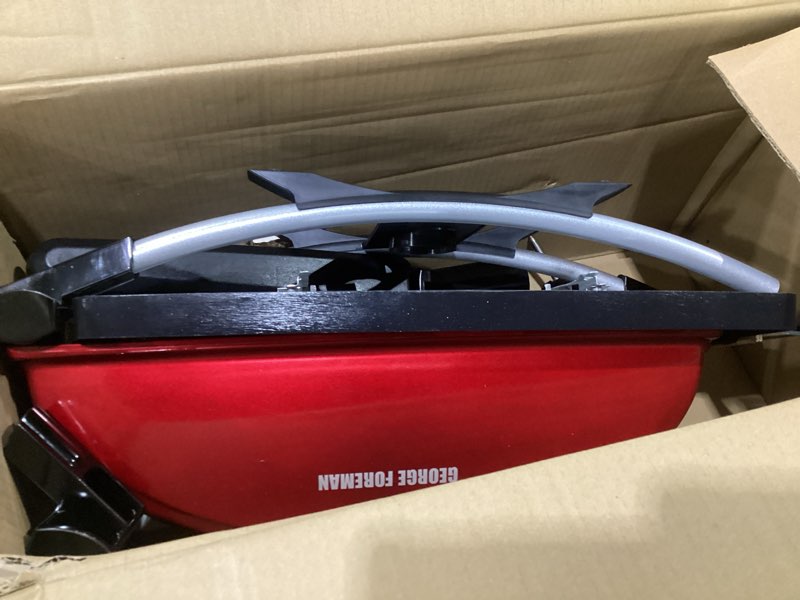 Condition photo showing As Is for George Foreman Indoor Outdoor Electric Grill, Non-Stick Grill Griddle Plate, Healthy Grilling Drip Tray Reduces Fat, USED, NOT TESTED