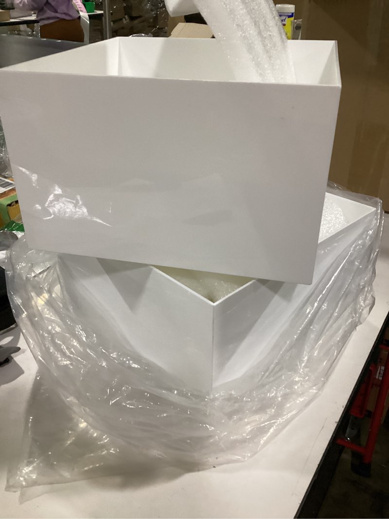 Condition photo showing Good Condition for Buffet Risers, Food Display Risers for Party, Glossy White Acrylic Risers Display Stand for Buffet Table, Catering Displays for Dessert, Cube Box Nesting Riser with Hollow Bottoms (8"x9"x10" 6PCS) 8"x9"x10" 6PCS White