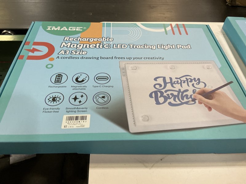 Condition photo showing New/Like New for IMAGE A3 LED Light Pad, A3 Tracing Pad Powered by USB Type-C Magnetic Light Box 4 PCS Magnetic Pins Included, Cordless Ultra-Thin with Setting Memory Function
