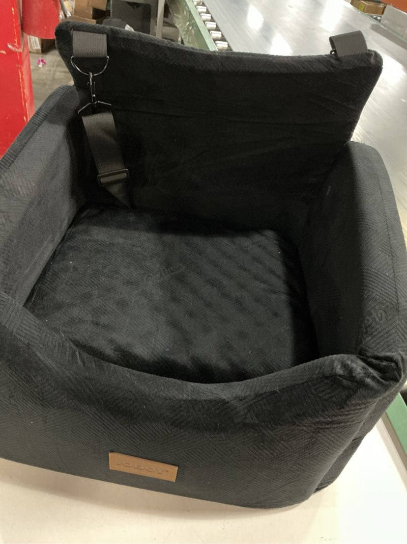 Condition photo showing As Is for joejoy dog car seats for small medium dogs under 35lbs, dog booster seat with detachable washable cover and cushion, memory foam pet car seat with safety belt and storage pockets (black) black small/medium