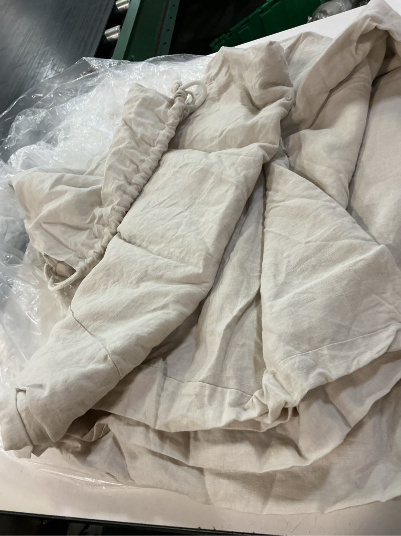 Condition photo showing As Is for european linen duvet cover set, full/queen, sand (incomplete, only duvet cover)