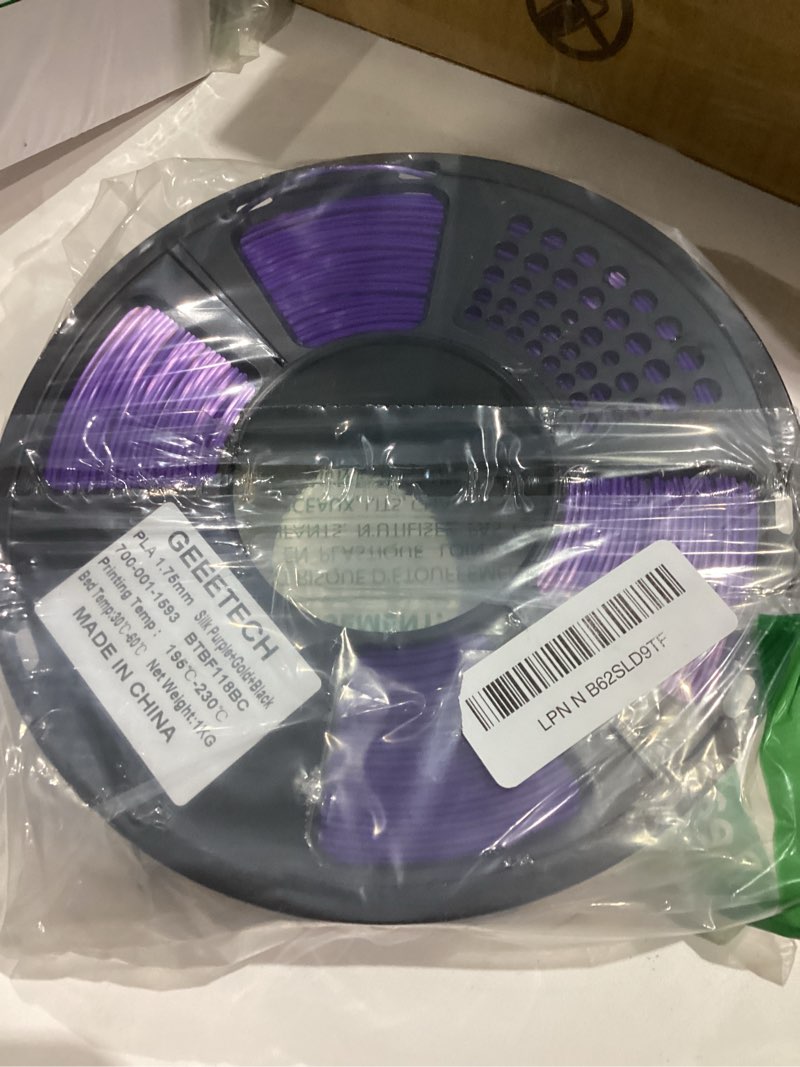 Geeetech Silk PLA Tri Color Filament 1.75mm 3D Printer Filament, Coextrusion Purple Gold Black Tri-C