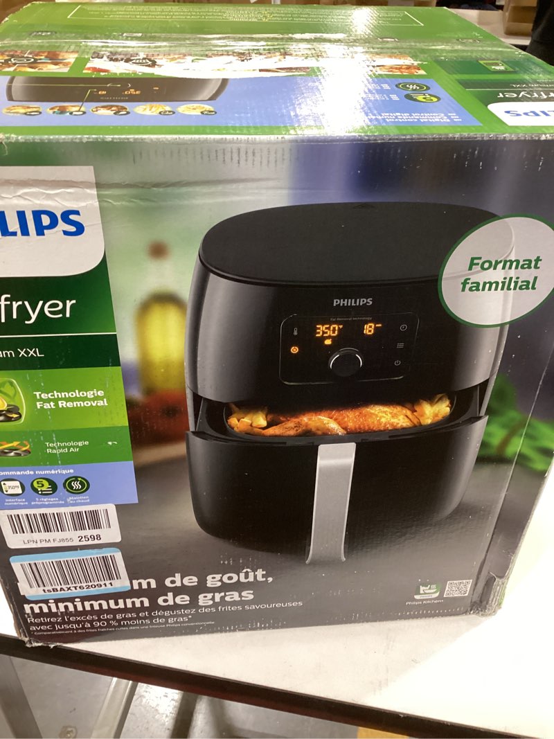 Condition photo showing Good Condition for Philips Premium Airfryer XXL, Fat Removal Technology, 3lb/7qt, Rapid Air Technology, Digital Display, Keep Warm Mode, 5 Cooking Presets, HomeID App, Family Sized, Black (HD9650/96)