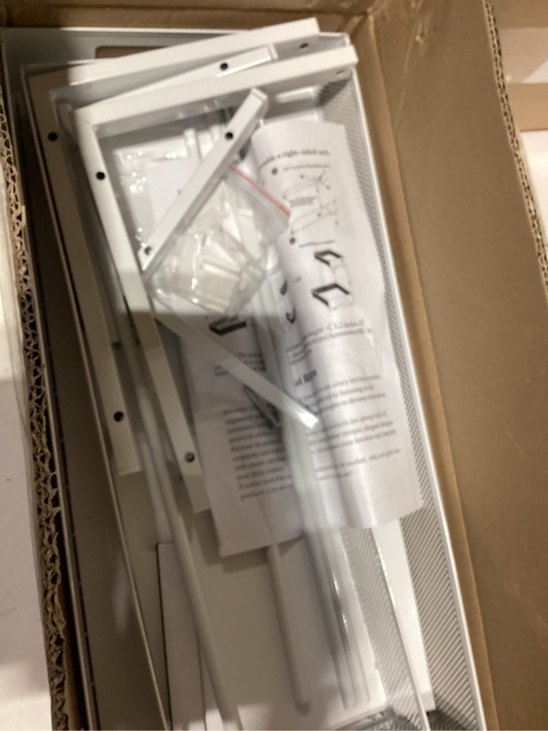 Condition photo showing As Is for 1 Pack 20.47IN Depth Under Sink Storage Organizer, Large 2-Tier Elegant Mesh Pull Out Shelf for Kitchen and Bathroom Cabinet Organization, L-Shaped and Adjustable Height Design-White 1 Pack-20.47"Dx11.4"-16.14"H White