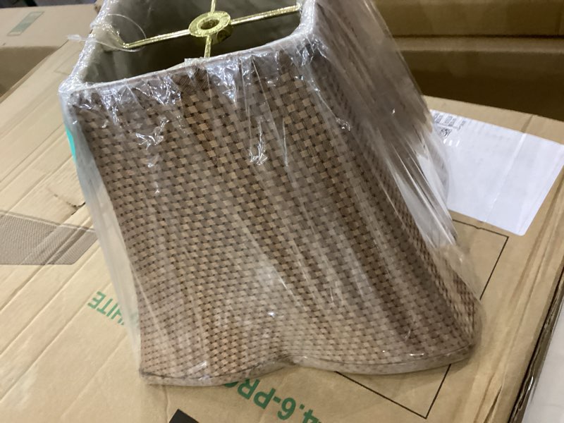 Condition photo showing New/Like New for Royal Designs Square Empire Patterned Designer Lamp Shade, Brown 5 x 10 x 9 5 x 10 x 9 Brown