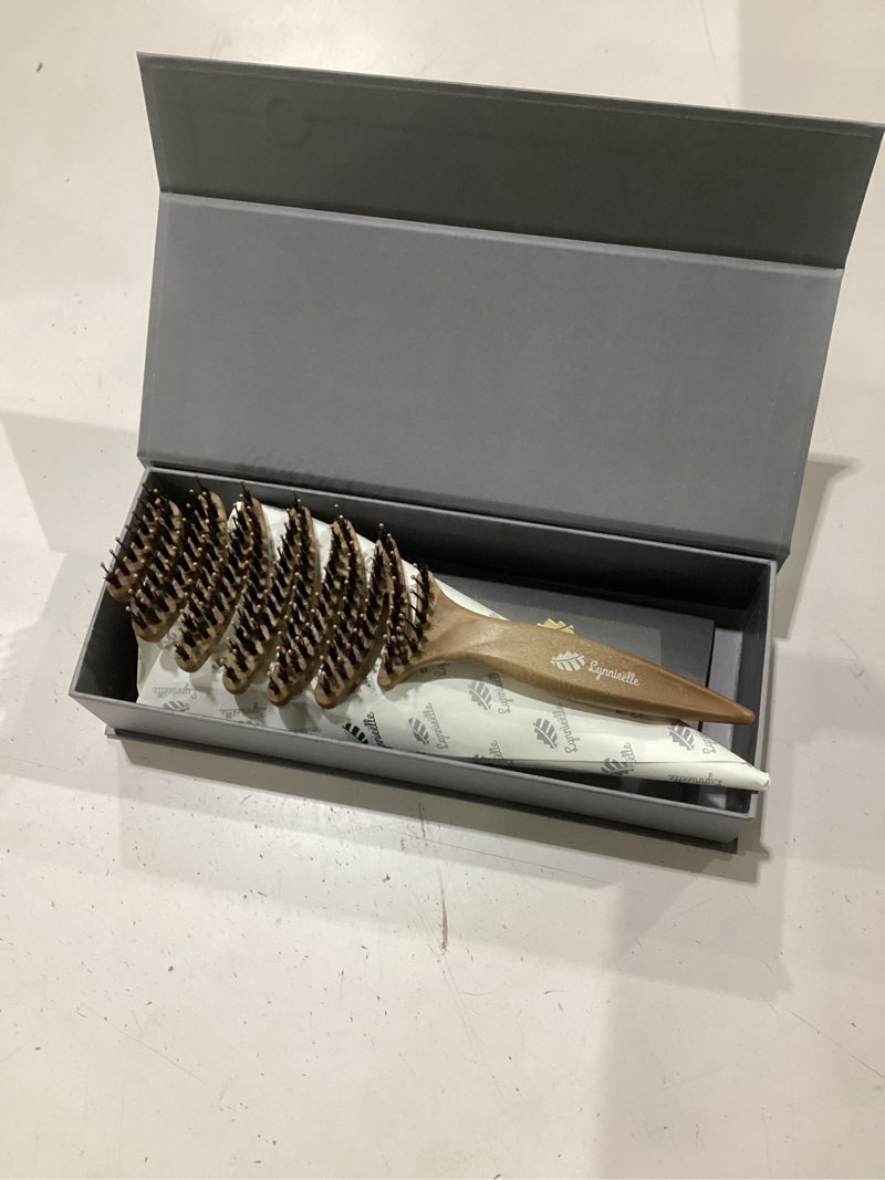 Condition photo showing New/Like New for boar bristle hair brush for fine hair - ultimate smoothing vented detangler wet brush for women, gentle scalp massage, a great gift beige
