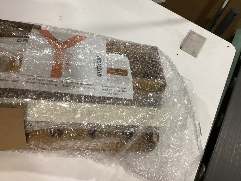 Condition photo showing New/Like New for Key Holder Wall Mount - Mail Organizer Wall Mount with 6 Key Hooks and Storage Box for Sunglasses Storage and Dog Leash Holder Home Decor Rack Apartment Essentials Farmhouse Shelf Entryway Organizer Brown