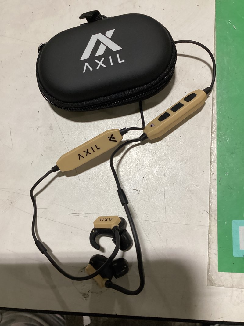 Condition photo showing New/Like New for axil gs extreme 3.0 shooting ear protection – desert tan - hearing enhancement & noise isolation bluetooth earbuds – 5x hearing protection for shooting, travel, work and concerts