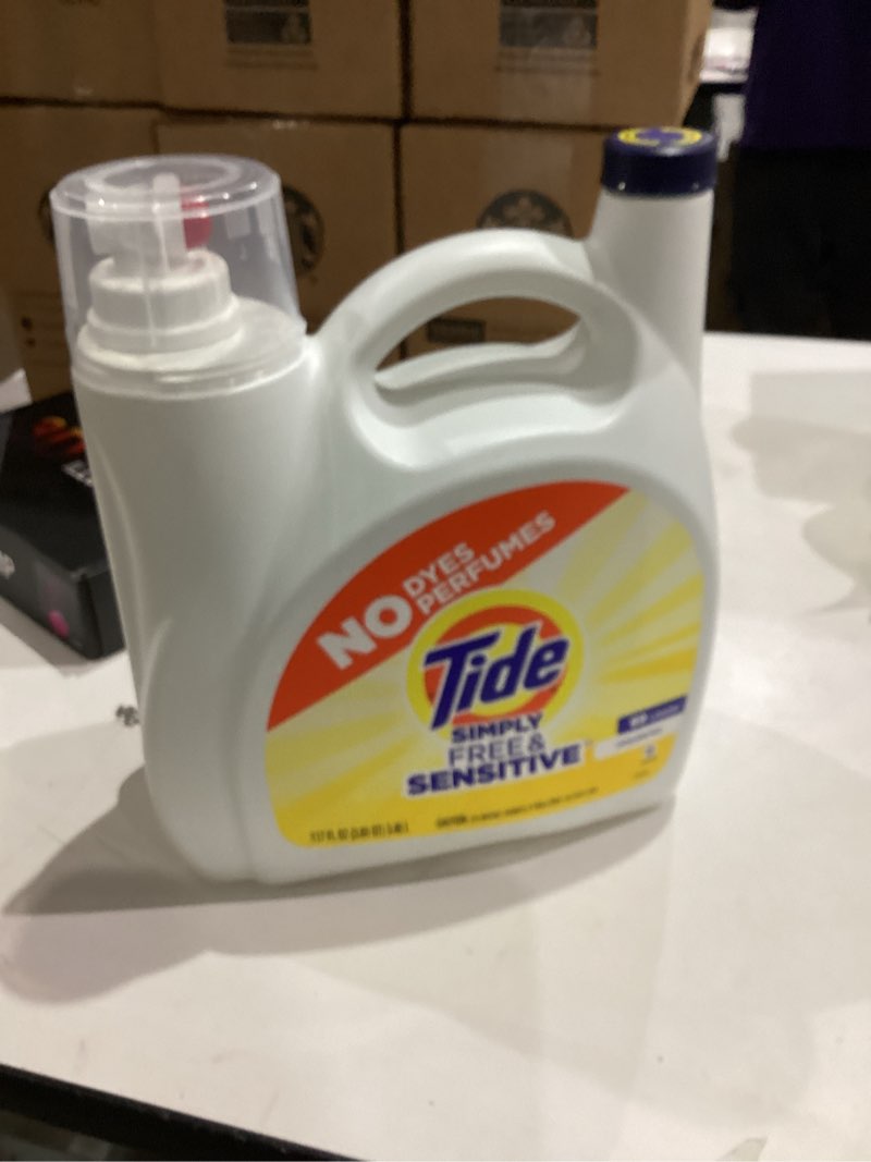 Condition photo showing New/Like New for Tide Simply Liquid Laundry Detergent, Free & Sensitive Scent, 89 Loads, 117 fl oz 117 Fl Oz (Pack of 1)