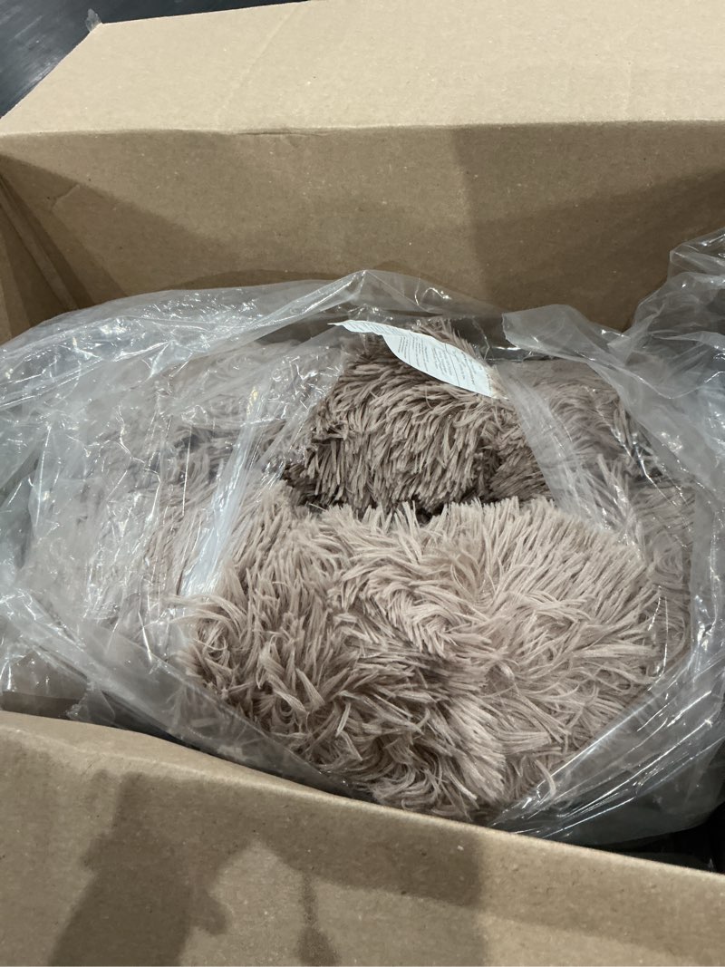 Condition photo showing Good Condition for furhaven 23" round calming donut dog bed with washable & removable cover & bolster - shaggy plush long faux fur ball bed - taupe, for dogs up to 20 lbs, small