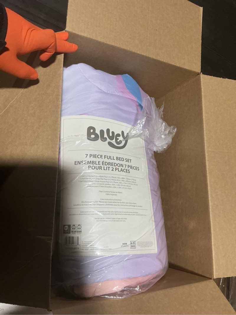 Condition photo showing Good Condition for jay franco bluey & bingo full comforter set - 7 piece bed set includes sheet set & pillow covers - super soft clouds & stars kids bedding full multi - bluey