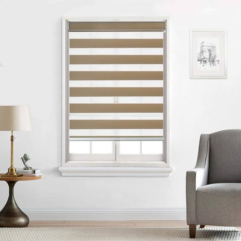 Everyday Celebration Roller Window Shades, Zebra Blinds for Windows Cordless Roller Blinds for Indoor Windows, Light Filtering Window Blinds, Wide & Thick Stripe Roller Shade, (Sand) 35\\\" W X 72\\\" H