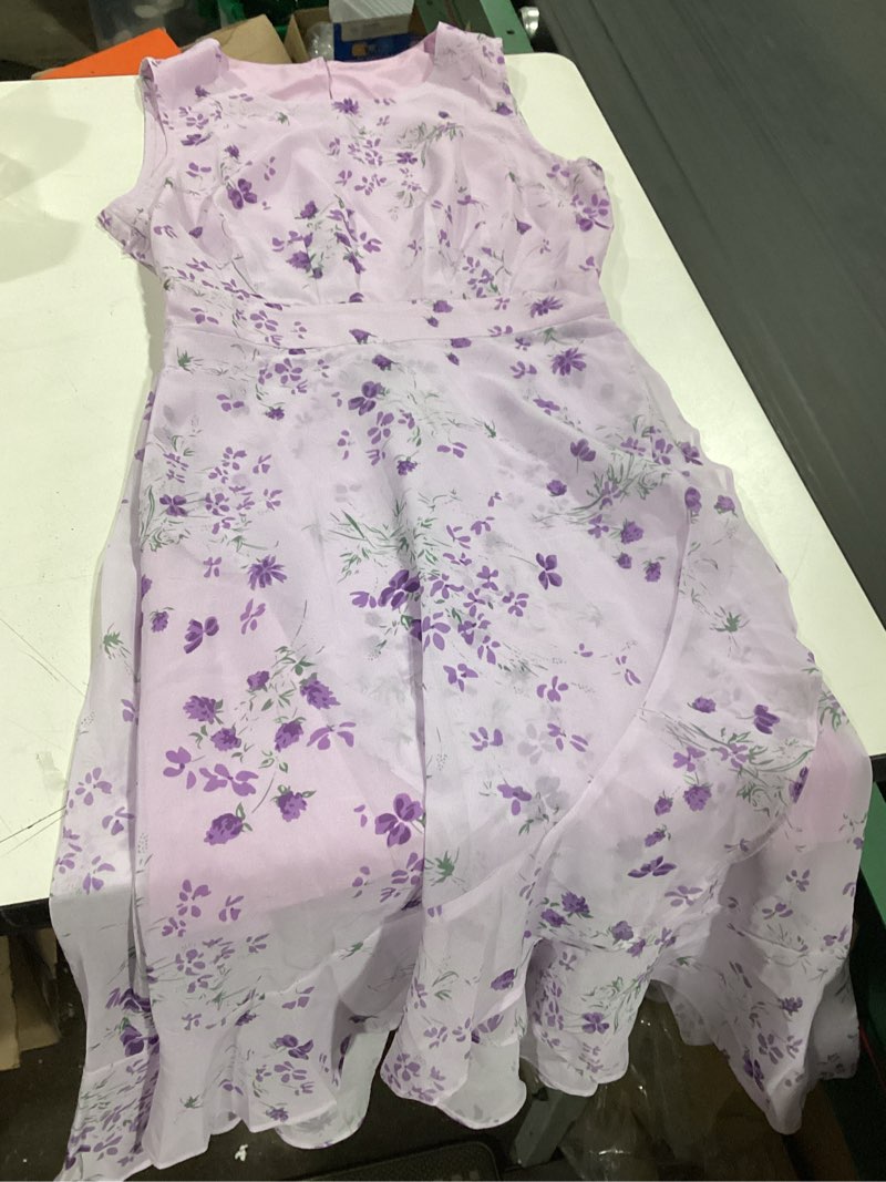 Condition photo showing Good Condition for allegra k women's summer dresses 2026 wrap ruffle high low hem round neck keyhole back sleeveless floral dress x-small purple