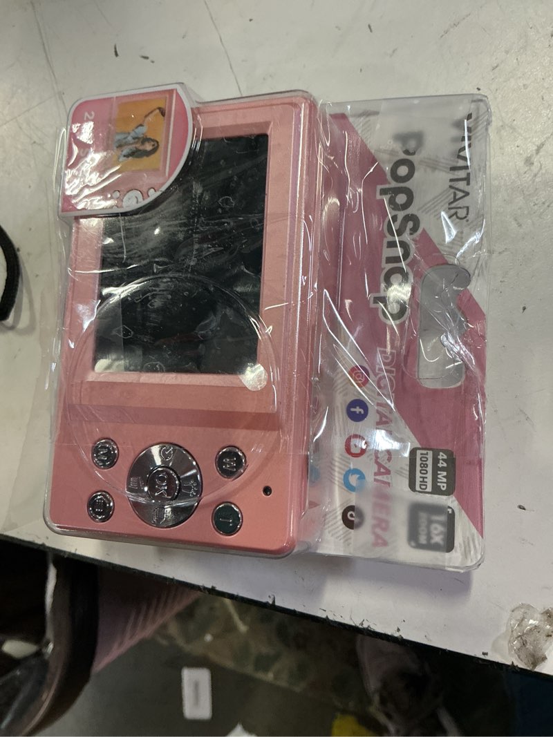 Condition photo showing As Is for vivitar popsnap digital camera, pink, 16x zoom, 1080p, micro sd, single pack